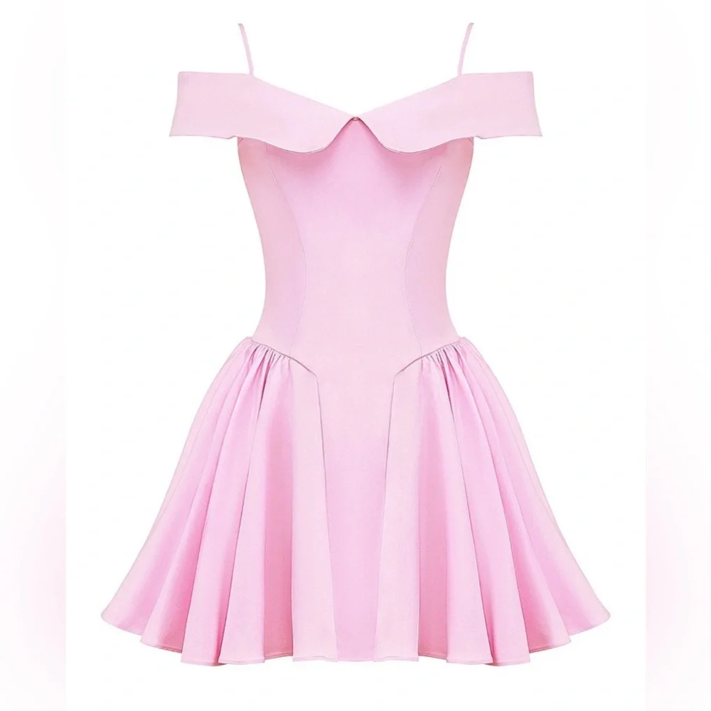 HOUSE OF CB “Elida” Cotton Candy Pink Mini A-line Dress - Picture 5 of 5